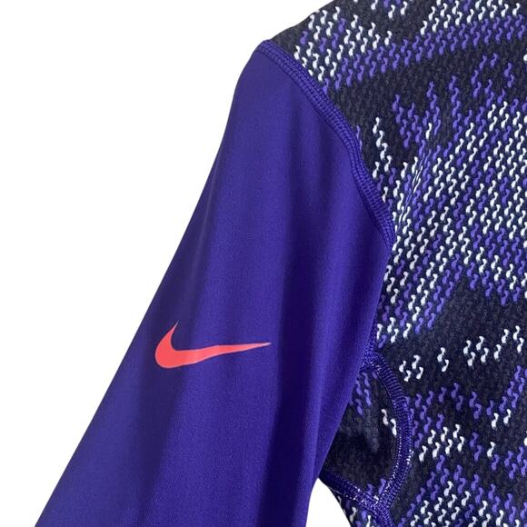 Nike Pro Hyperwarm Nordic Infinity Athletic Top Womens M Purple Funnel Neck - Picture 6 of 8